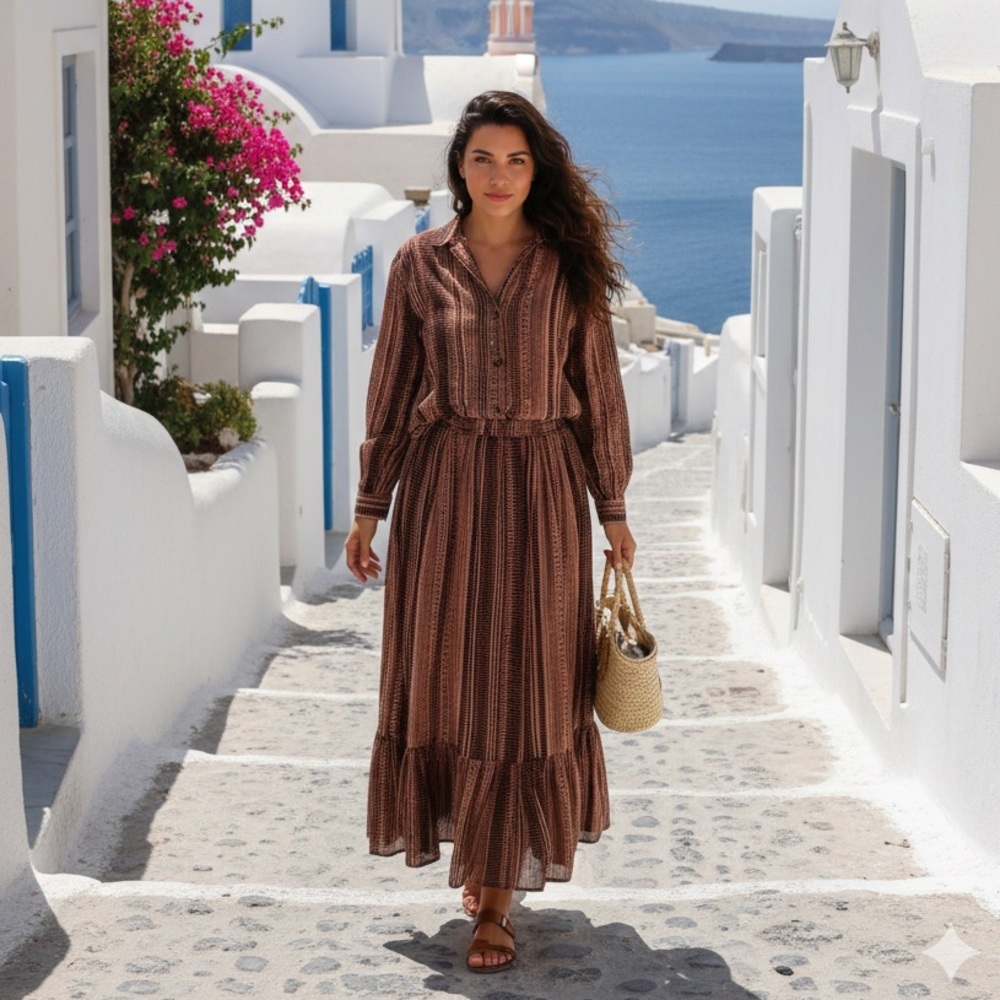 Vintage Anokhi Blouse & Maxi Skirt 100% Rayon